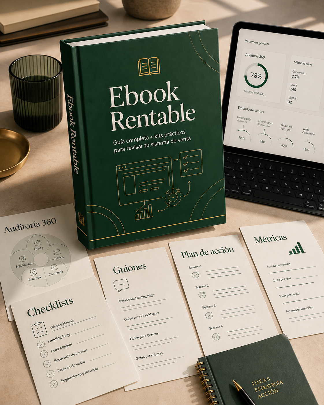 Mockup del sistema Ebook Rentable